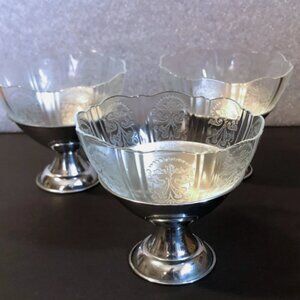 Depression Glass - MacBeth-Evans Sherbet Cups, glass with chrome bases